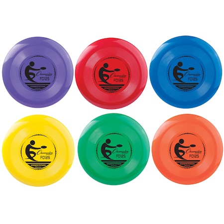 Champion Sports Plastic Disc, 125g, Assorted Colors, PK6 FD125